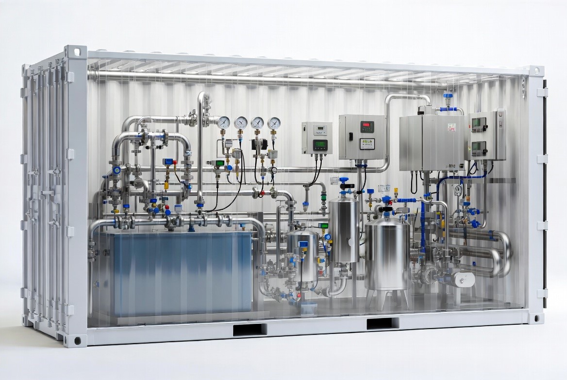 Containerized water treatment system in ISO shipping container