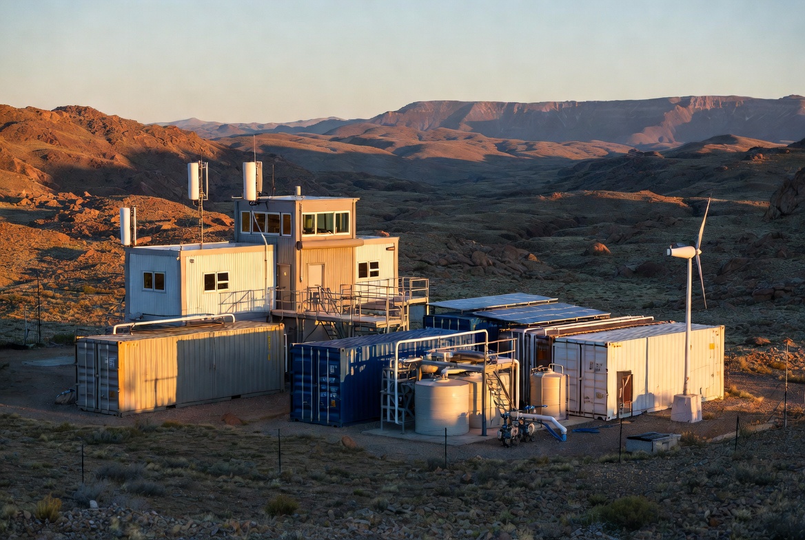 Remote water-treatment deployment site — mountain, polar and offshore locations